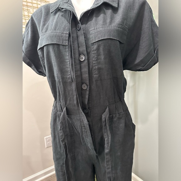 New Universal Thread Short Sleeve Linen Boilersuit Black size 6 - Picture 6 of 12
